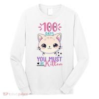 100 Days Of School You Must Be Kitten Cute Long Sleeve Shirt thumb 0