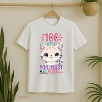 100 Days Of School You Must Be Kitten Cute T-Shirt thumb 2