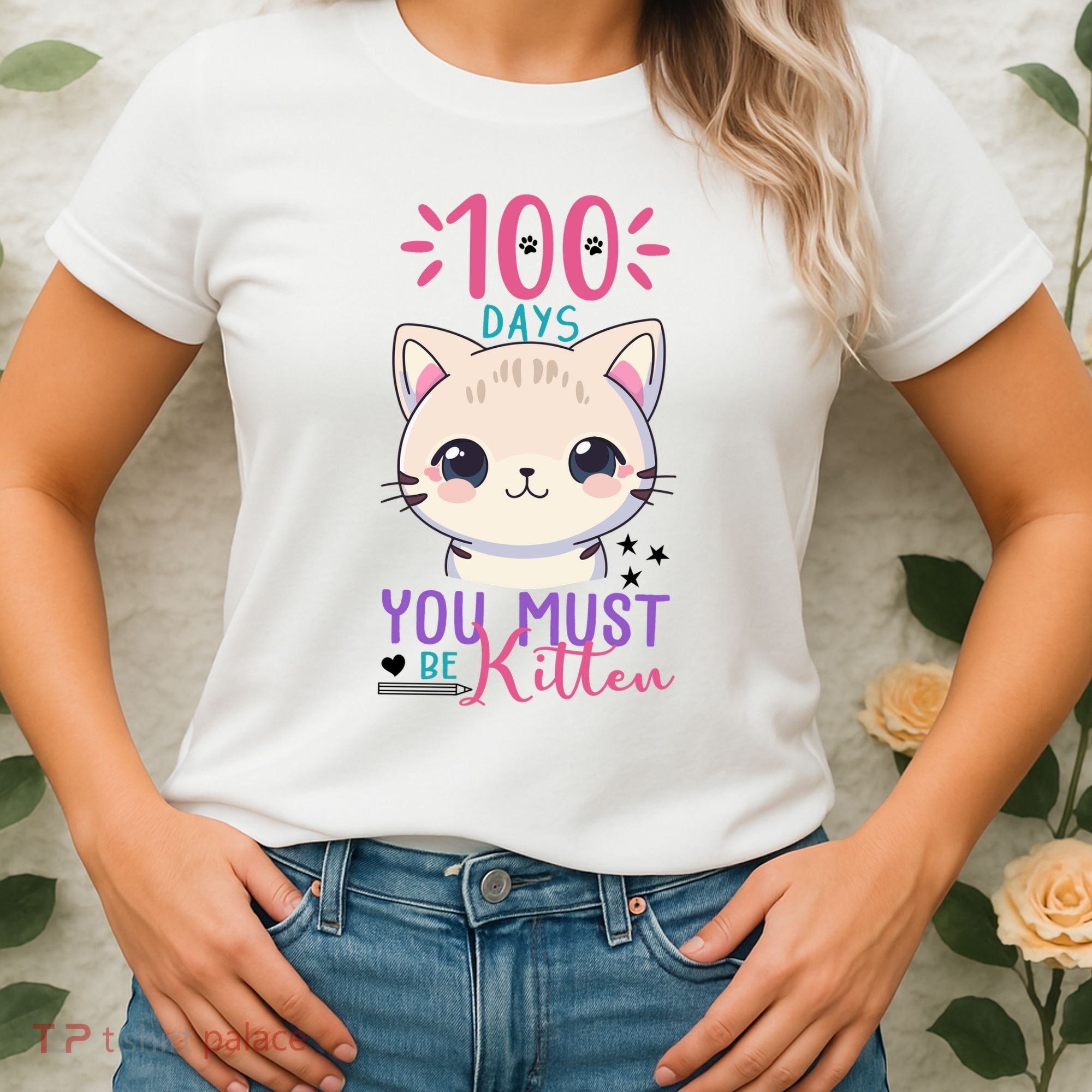 100 Days Of School You Must Be Kitten Cute Women's T-Shirt