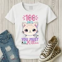 100 Days Of School You Must Be Kitten Cute Women's T-Shirt thumb 3