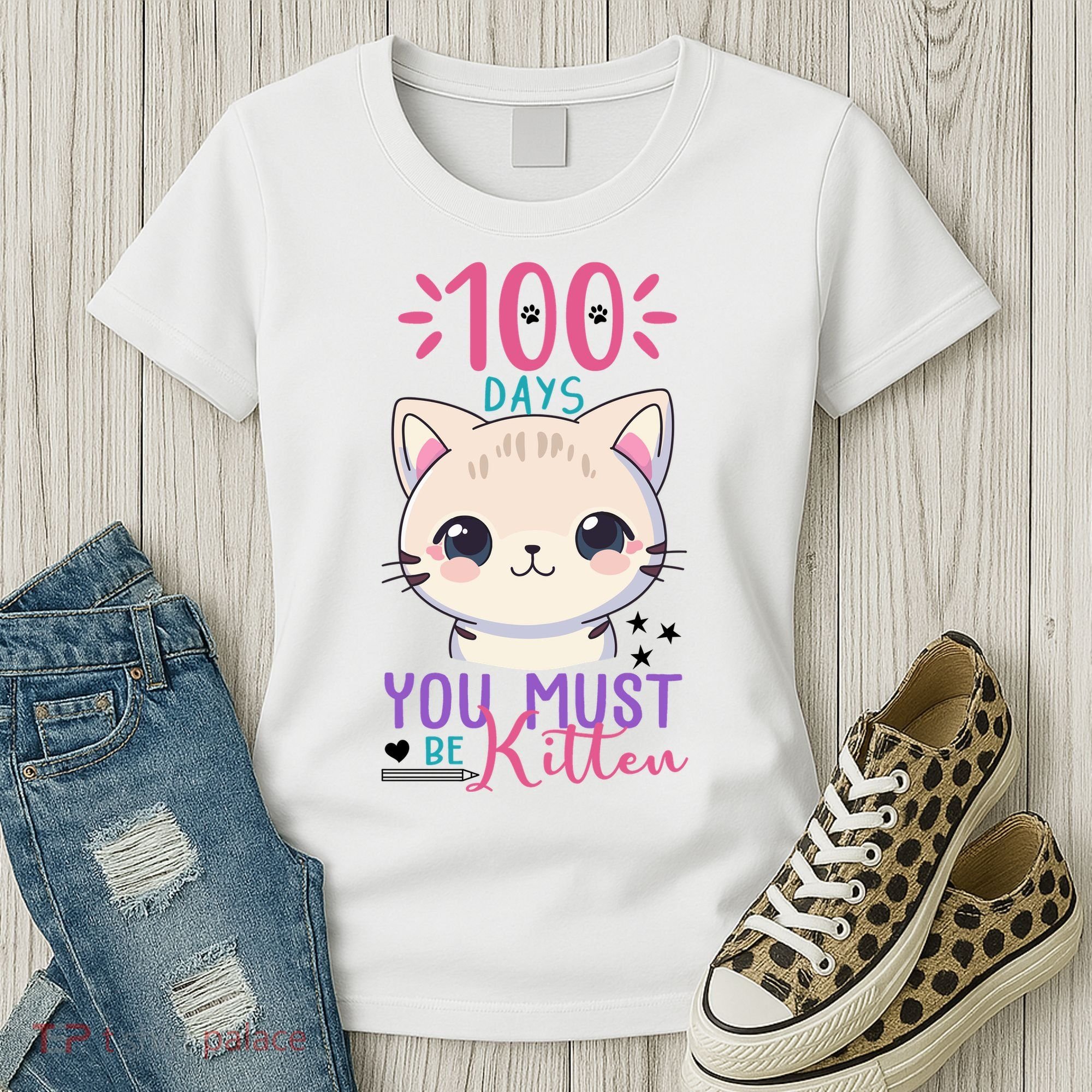 100 Days Of School You Must Be Kitten Cute Women's T-Shirt