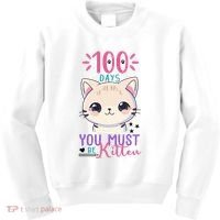 100 Days Of School You Must Be Kitten Cute Kids Sweatshirt thumb 0