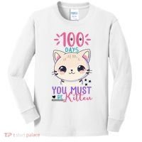 100 Days Of School You Must Be Kitten Cute Kids Long Sleeve Shirt thumb 0