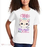 100 Days Of School You Must Be Kitten Cute Kids T-Shirt thumb 2