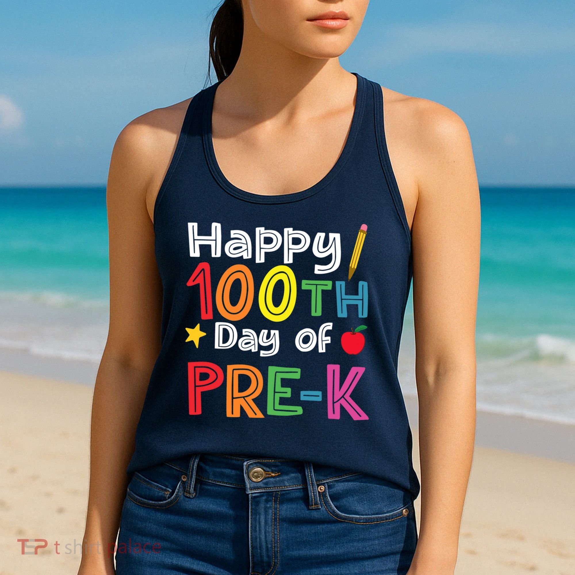 100 Days Of Pre K Teacher And Student Teacher Boy Girl Women's Tank Top