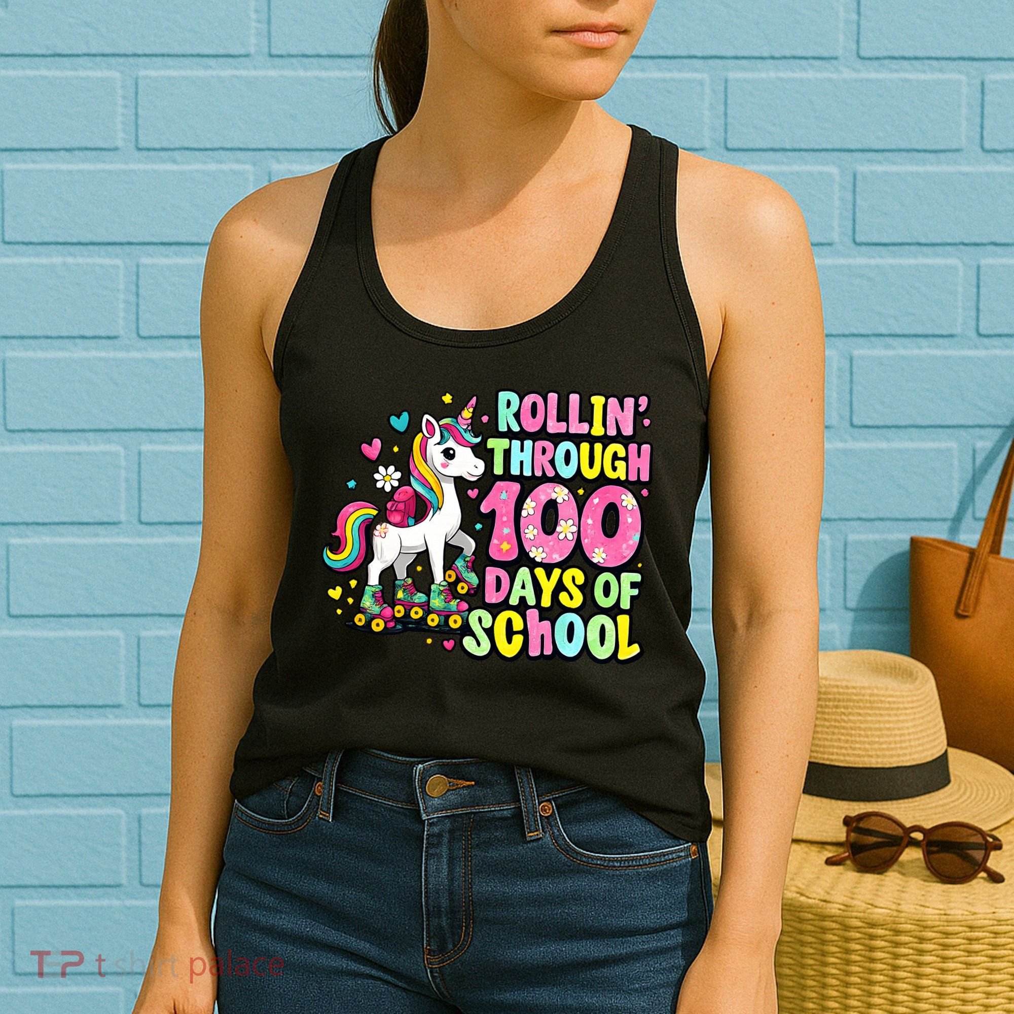100 Days Of School Unicorn 100th Day Smarter Teacher Students Women's Tank Top