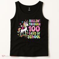 100 Days Of School Unicorn 100th Day Smarter Teacher Students Tank Top thumb 2
