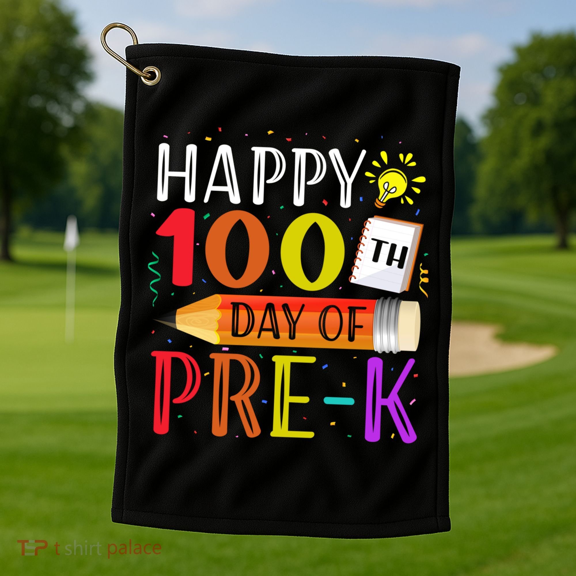 100 Days Of School Teacher Student 100th Day Pregiftk Gift Golf Towel