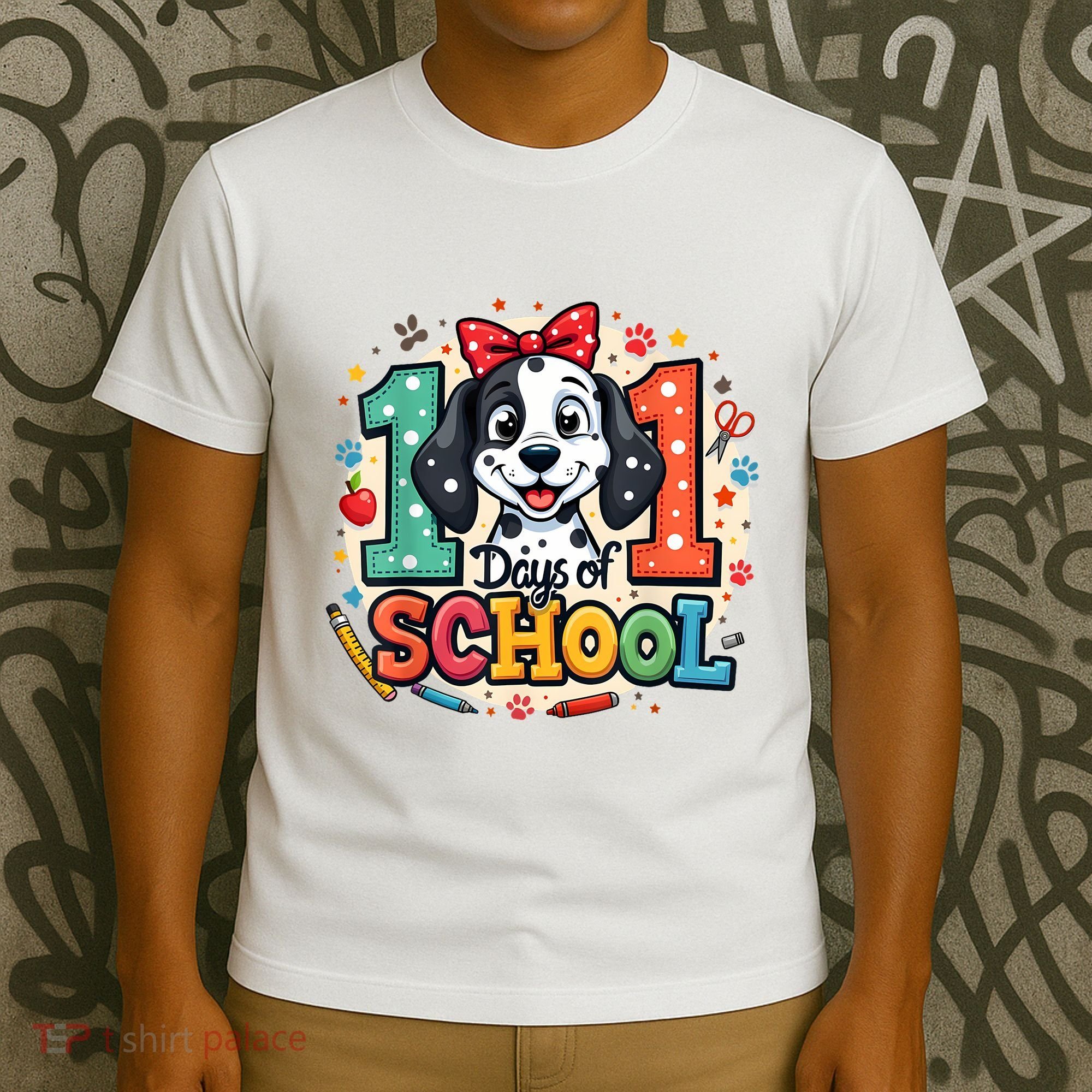 101 Days Of School 100 Days Of School Funny Cute Dogs T-Shirt