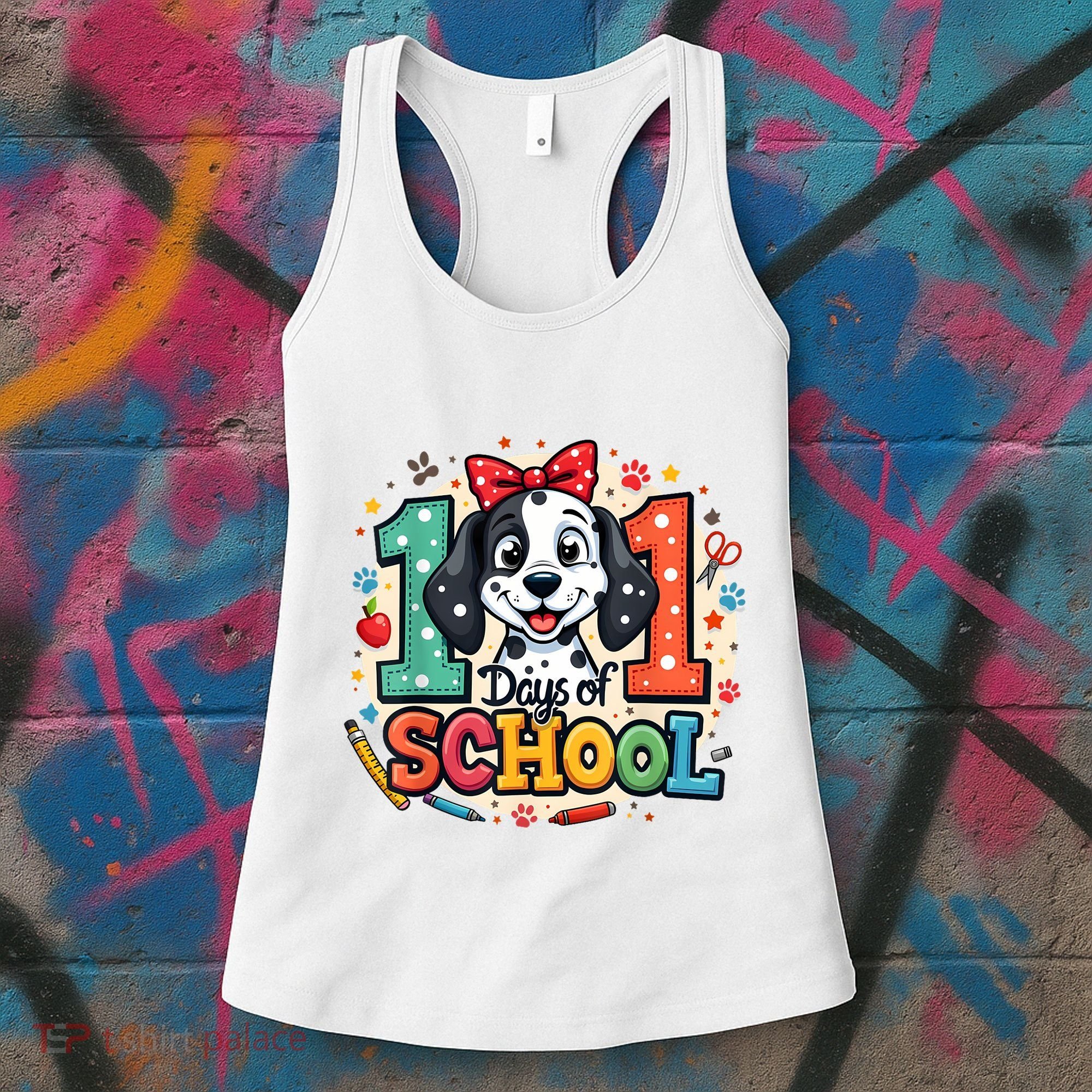 101 Days Of School 100 Days Of School Funny Cute Dogs Women's Tank Top