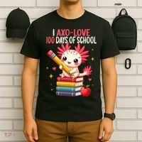 100 Days Of School For Girl 100th Day Of School Axolotl  T-Shirt thumb 6