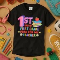1st Day Of First Grade Pray For My Teacher Kids T-Shirt thumb 3