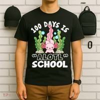 100th Day Of School 100 Days Is Alotl School Axolotl T-Shirt thumb 6