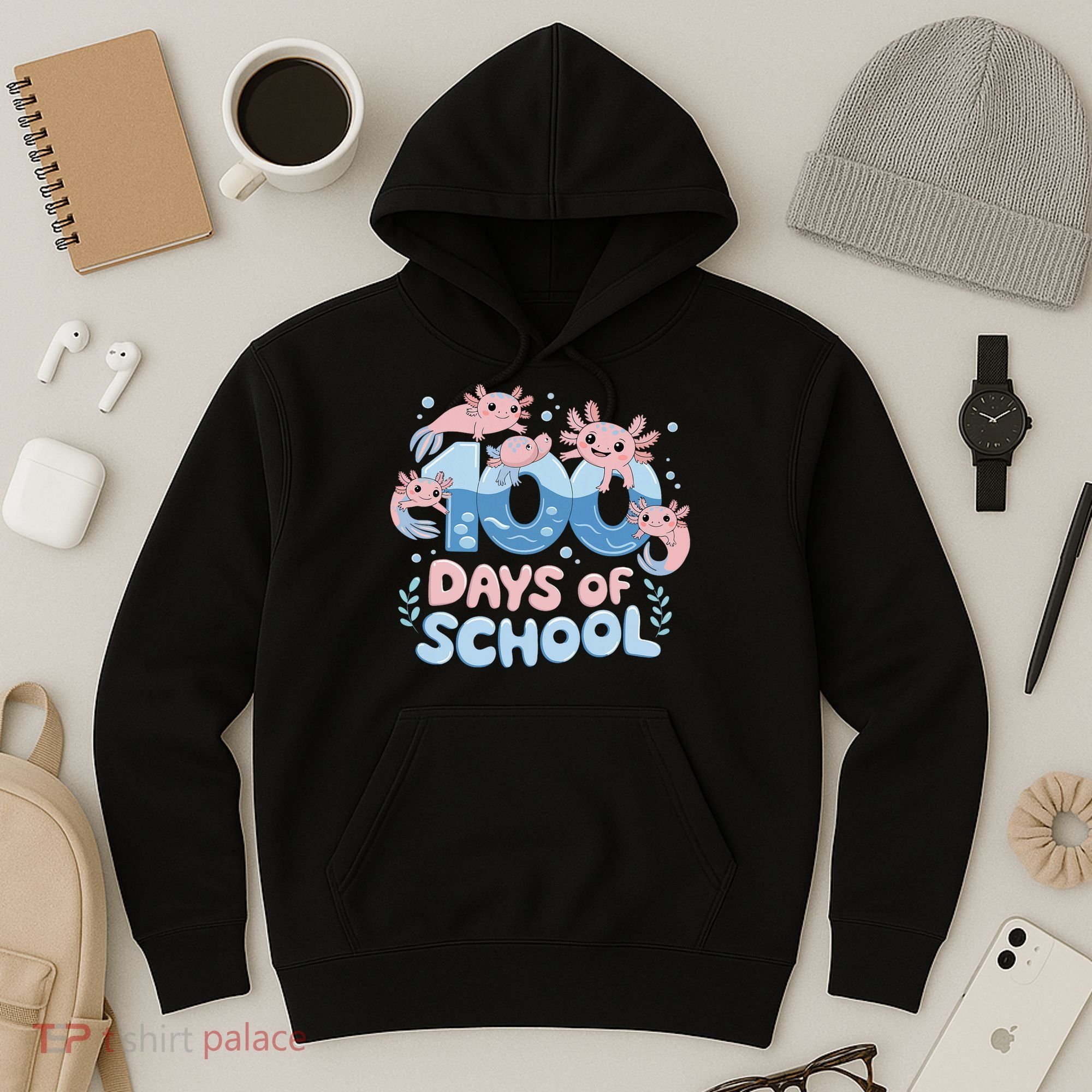 100 Days Of School Axolotl Teacher Hoodie