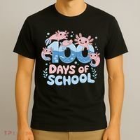 100 Days Of School Axolotl Teacher T-Shirt thumb 3
