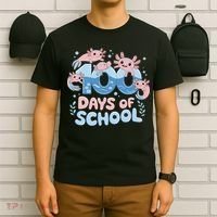 100 Days Of School Axolotl Teacher T-Shirt thumb 6