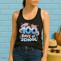 100 Days Of School Axolotl Teacher Women's Tank Top thumb 2