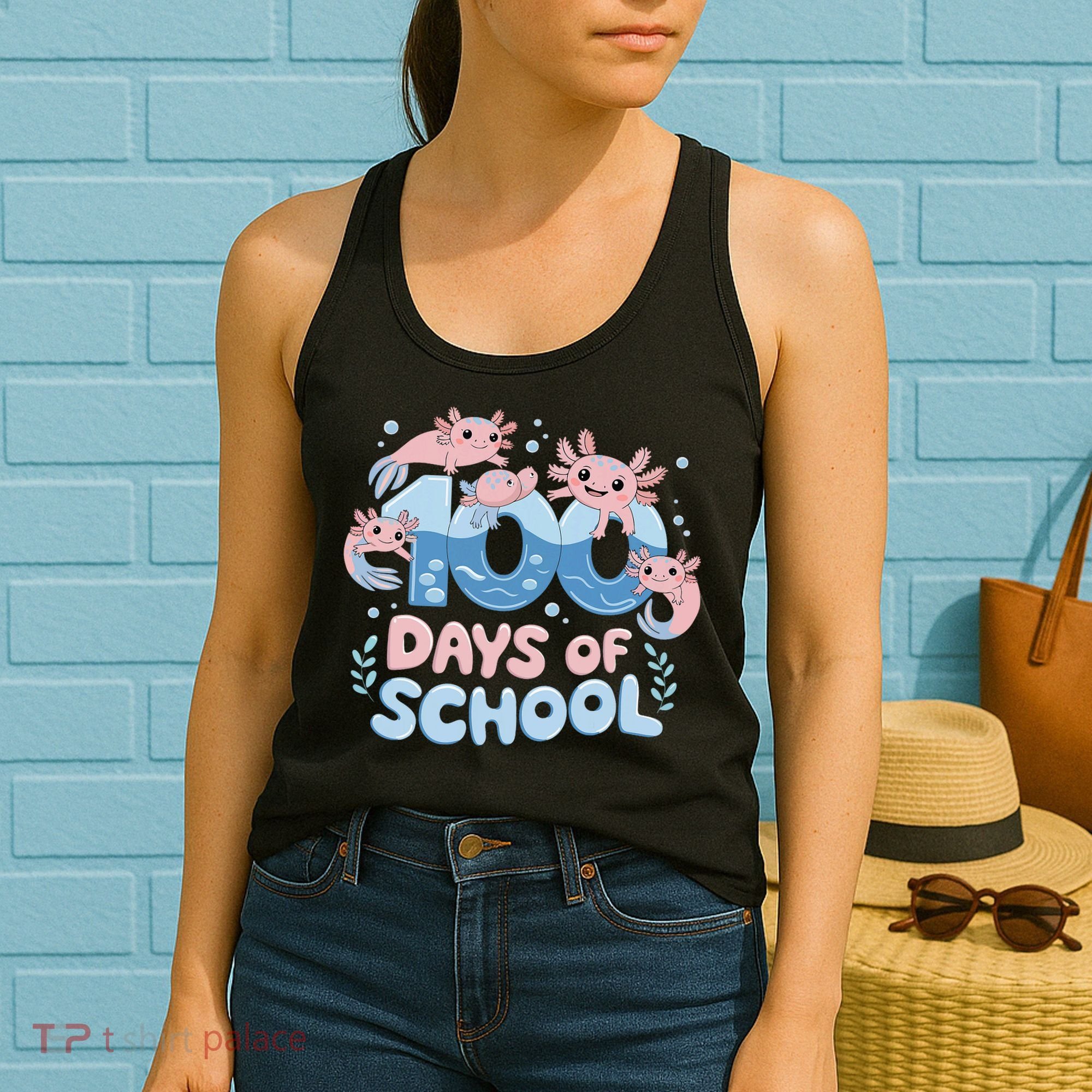 100 Days Of School Axolotl Teacher Women's Tank Top