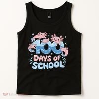 100 Days Of School Axolotl Teacher Tank Top thumb 2