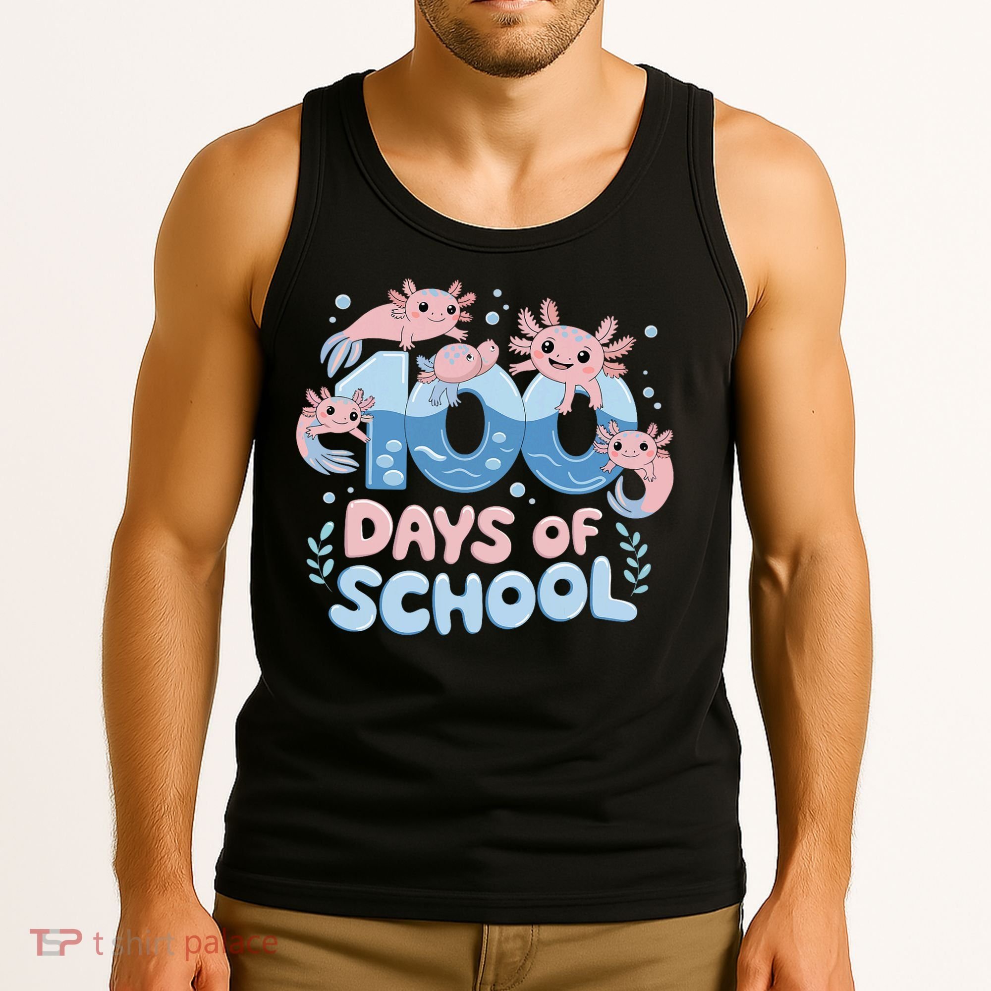 100 Days Of School Axolotl Teacher Tank Top