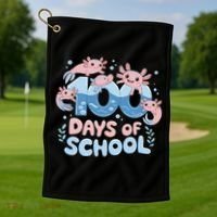 100 Days Of School Axolotl Teacher Golf Towel thumb 1