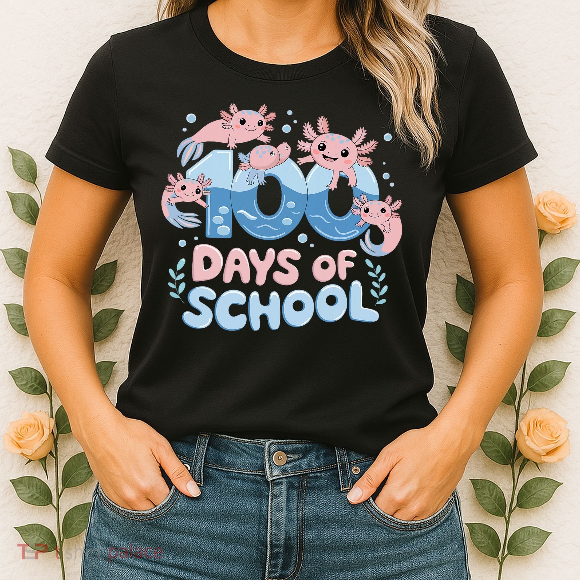 100 Days Of School Axolotl Teacher Women's T-Shirt