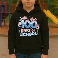 100 Days Of School Axolotl Teacher Kids Hoodie thumb 3