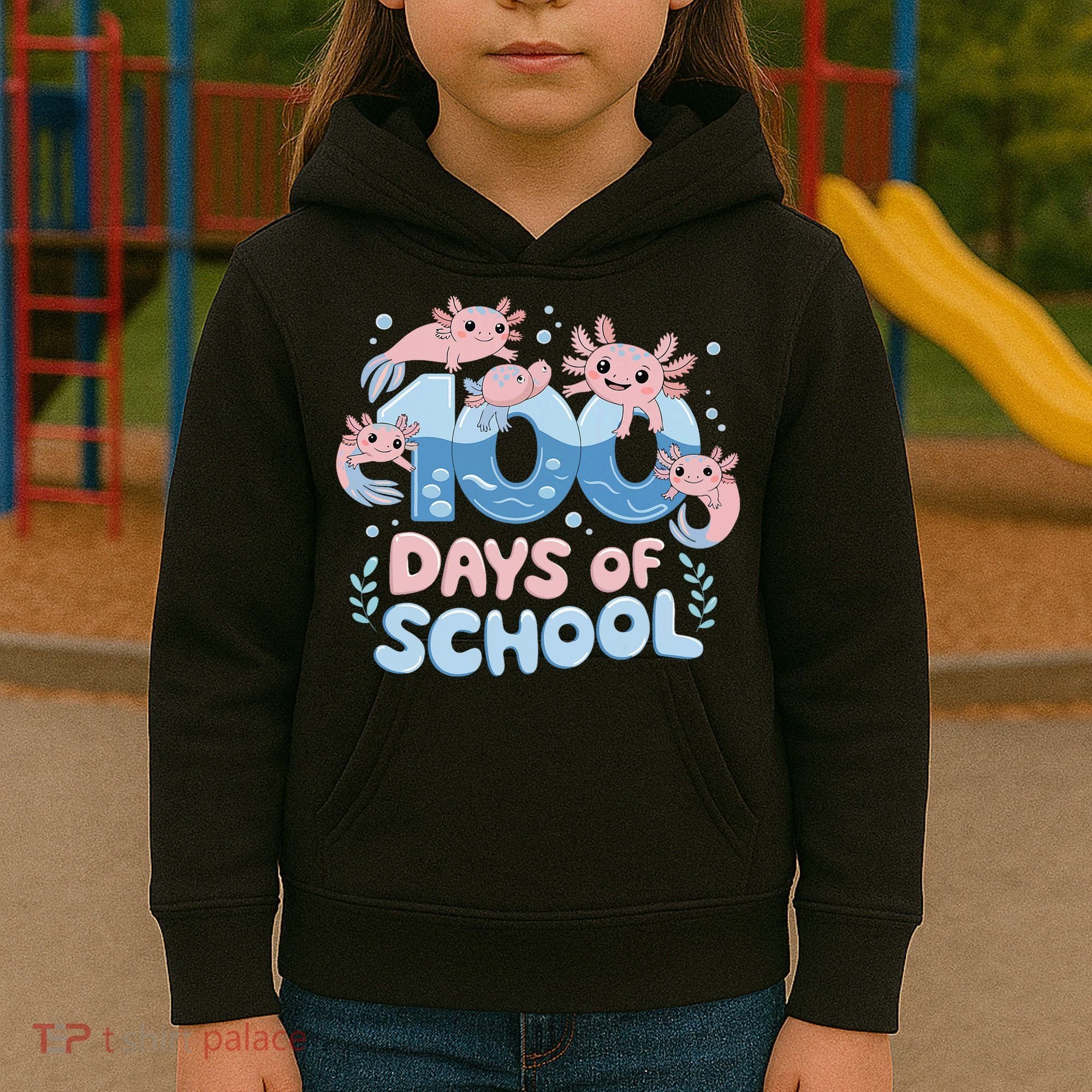 100 Days Of School Axolotl Teacher Kids Hoodie