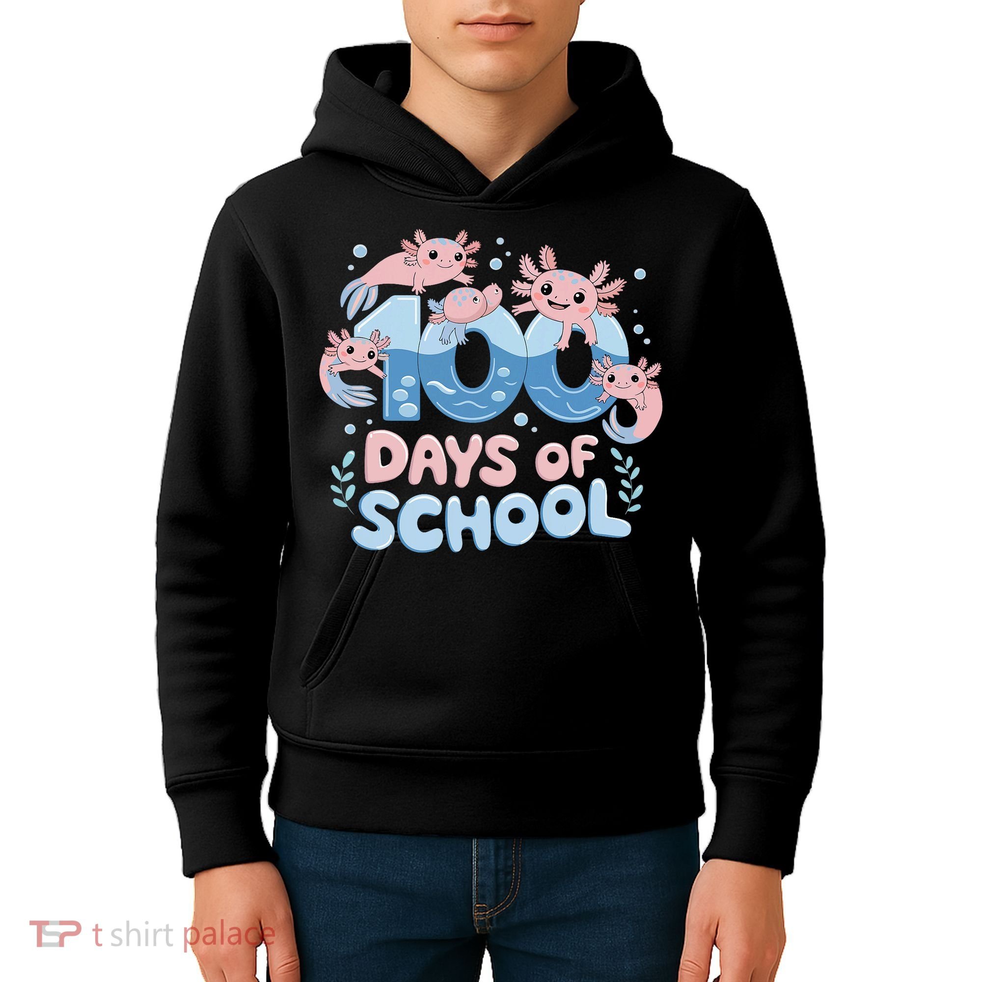 100 Days Of School Axolotl Teacher Kids Hoodie
