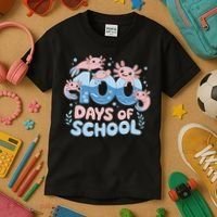 100 Days Of School Axolotl Teacher Kids T-Shirt thumb 3