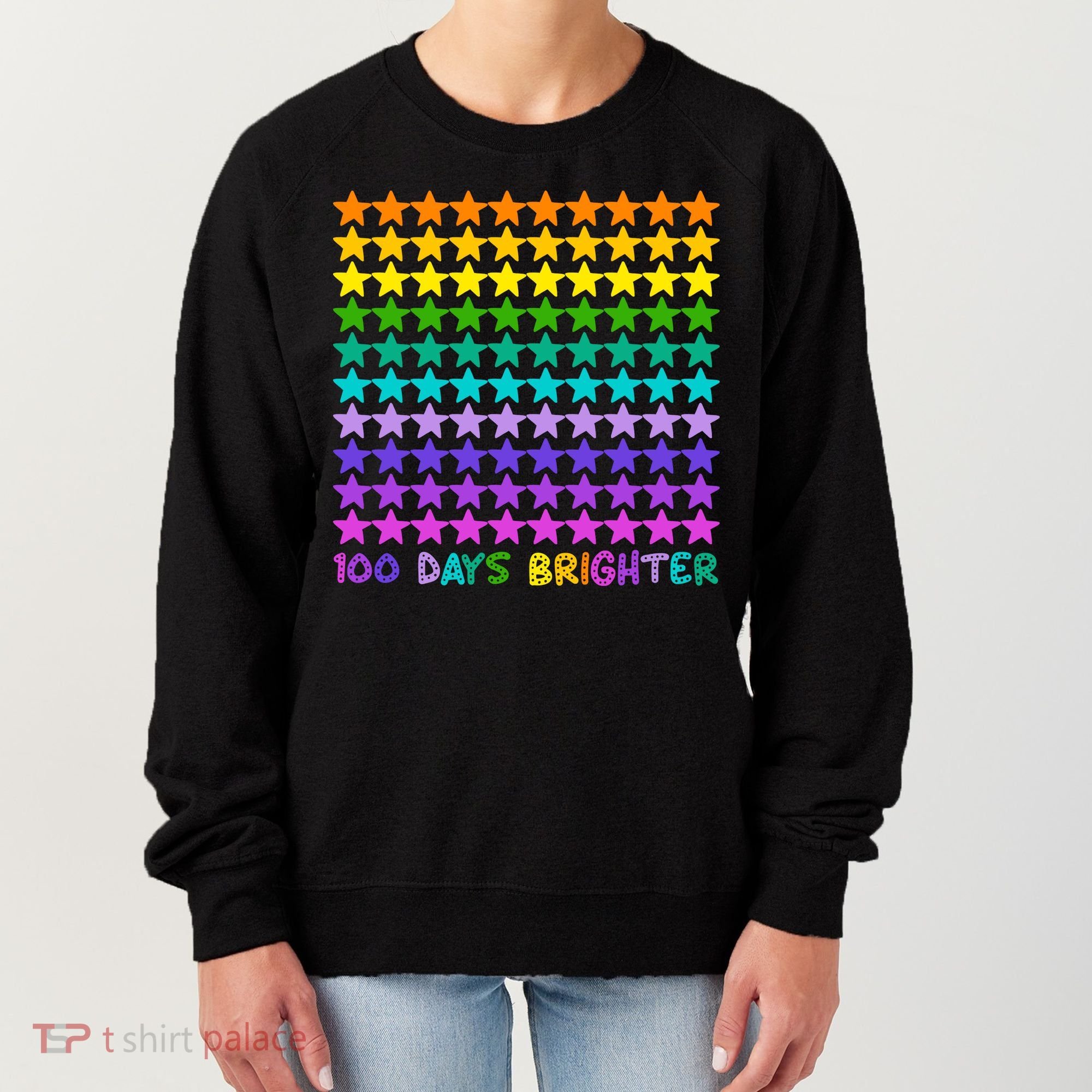 100 Days Of School Brighter Rainbow Star Women's Sweatshirt