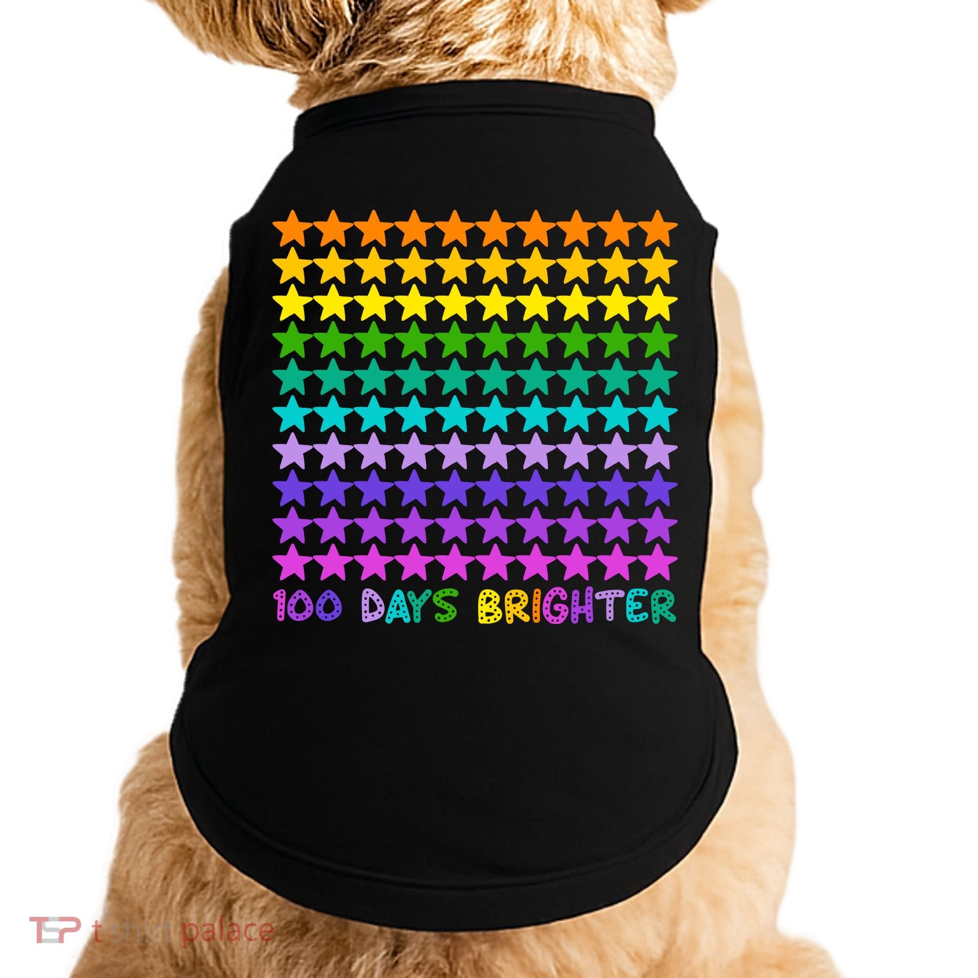 100 Days Of School Brighter Rainbow Star Doggie Tank