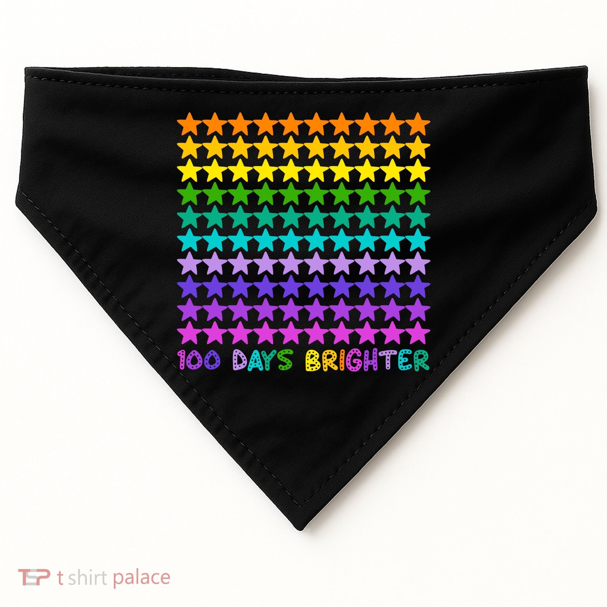 100 Days Of School Brighter Rainbow Star USA-Made Doggie Bandana