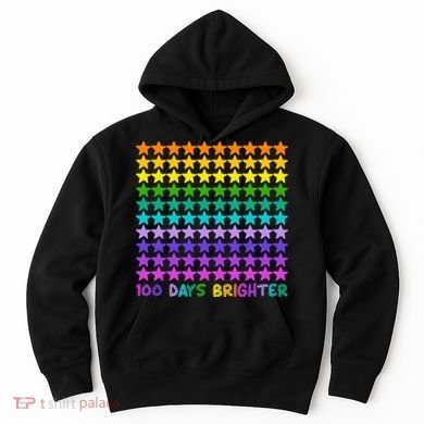 100 Days Of School Brighter Rainbow Star Hoodie