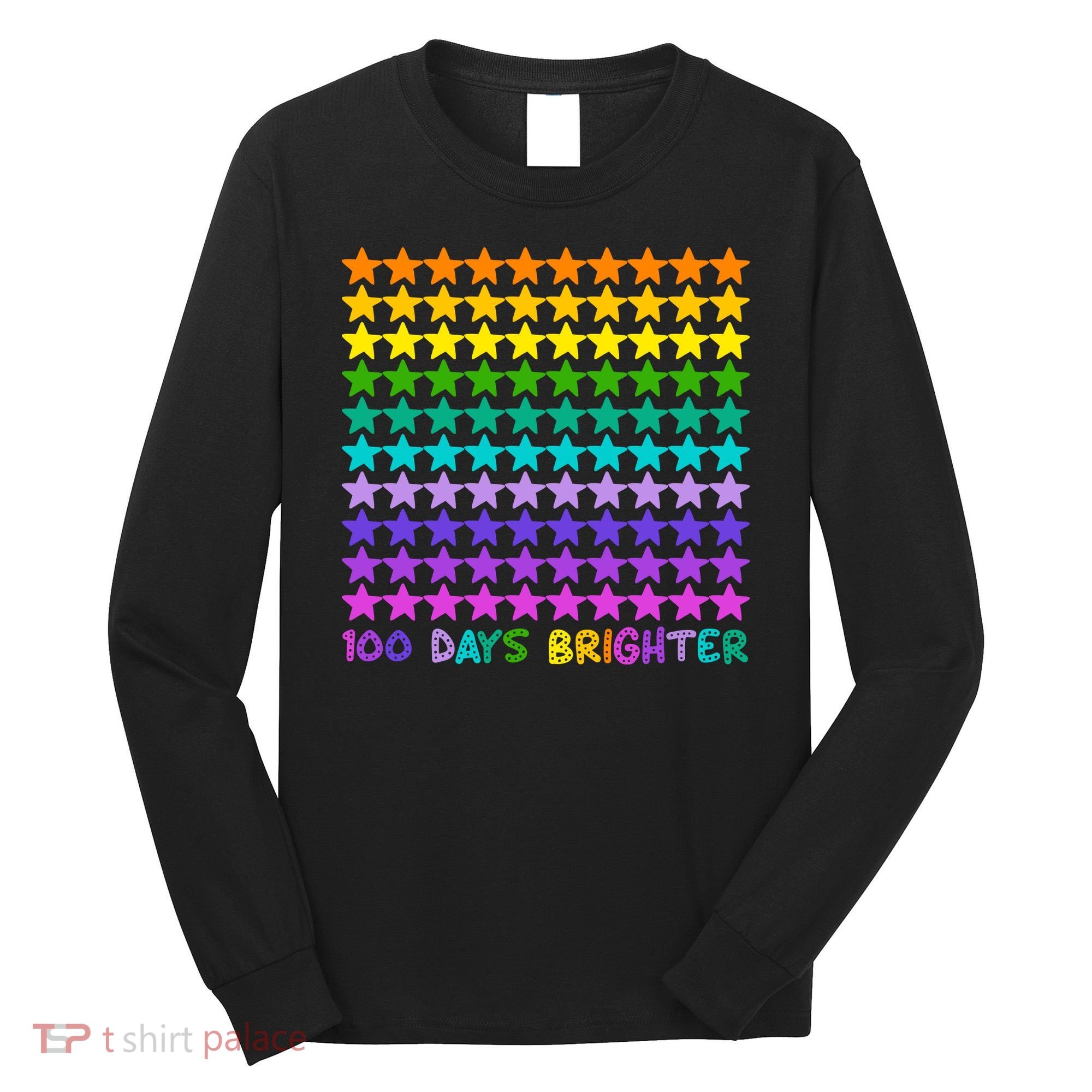 100 Days Of School Brighter Rainbow Star Long Sleeve Shirt