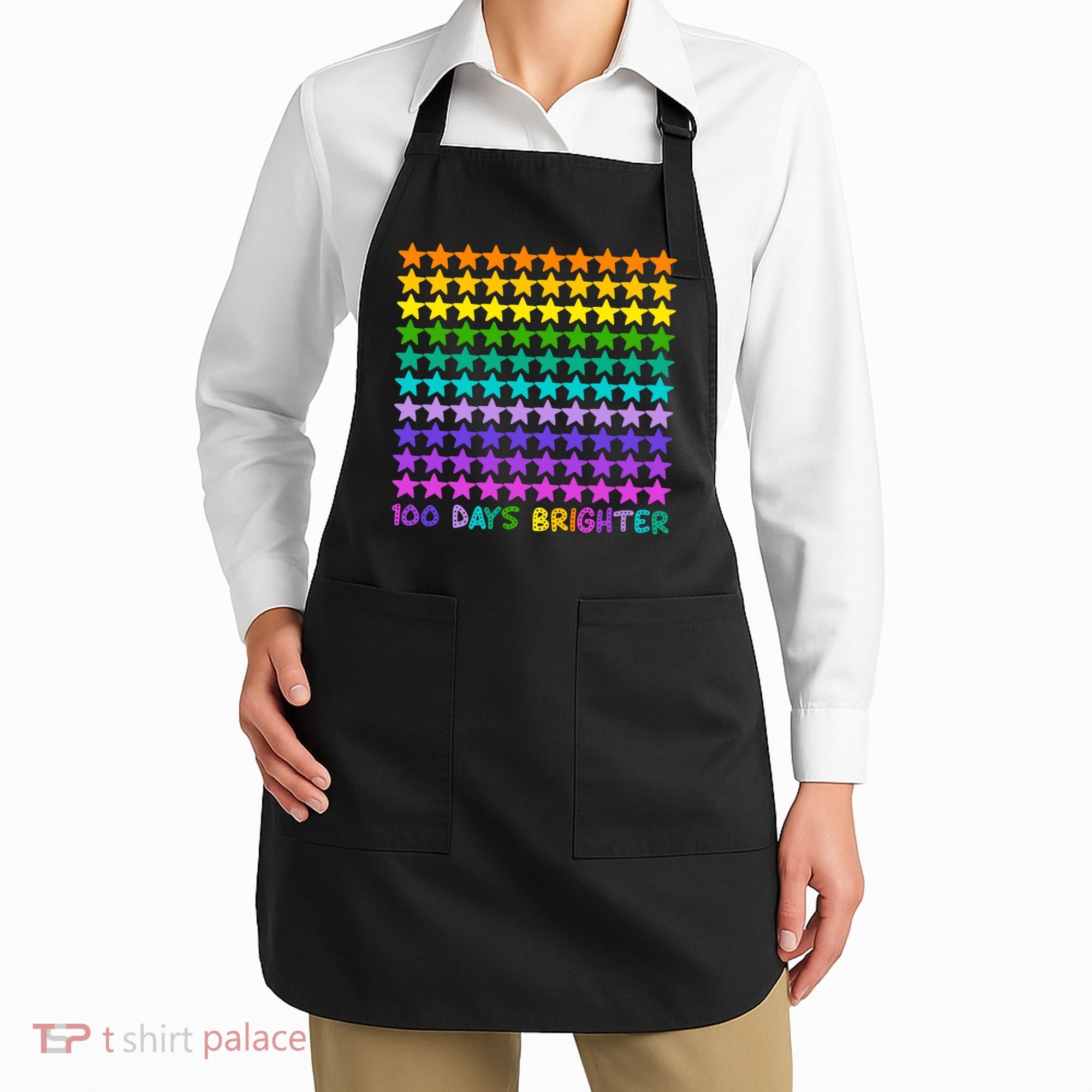 100 Days Of School Brighter Rainbow Star Apron
