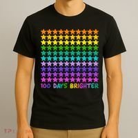 100 Days Of School Brighter Rainbow Star T-Shirt thumb 3