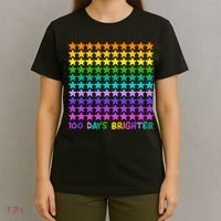 100 Days Of School Brighter Rainbow Star T-Shirt thumb 4
