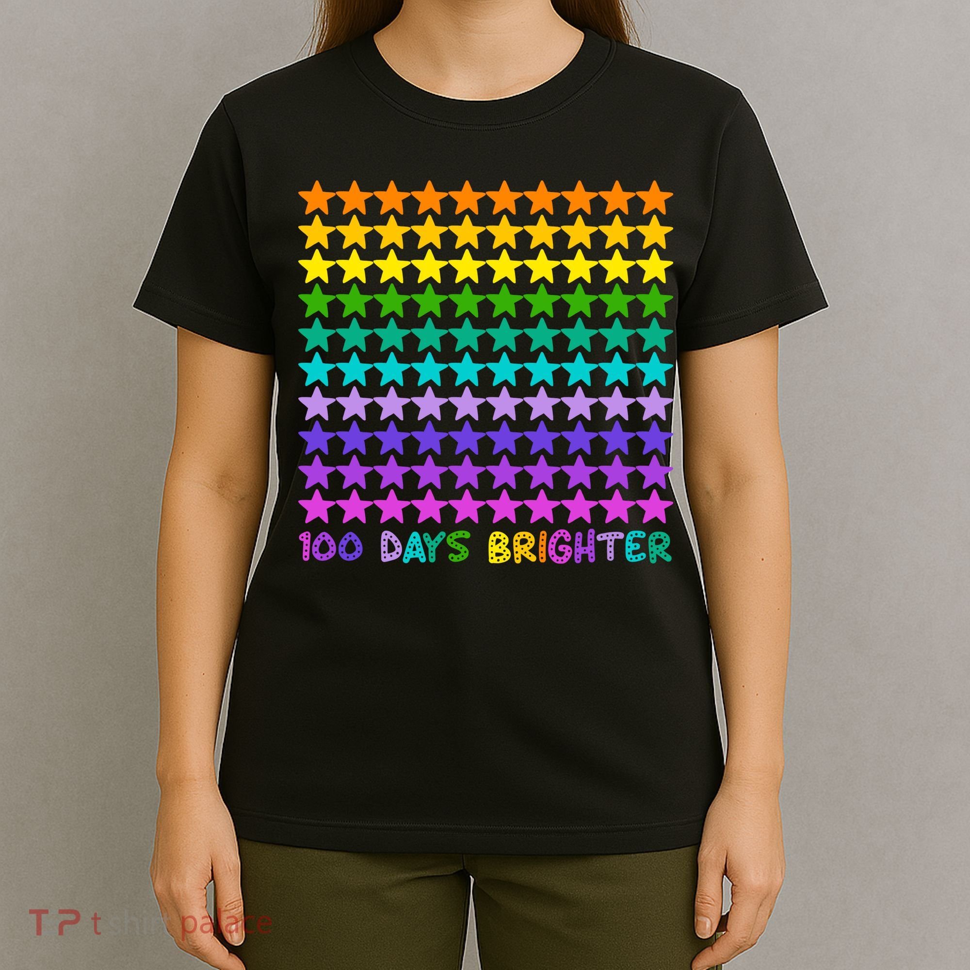 100 Days Of School Brighter Rainbow Star T-Shirt