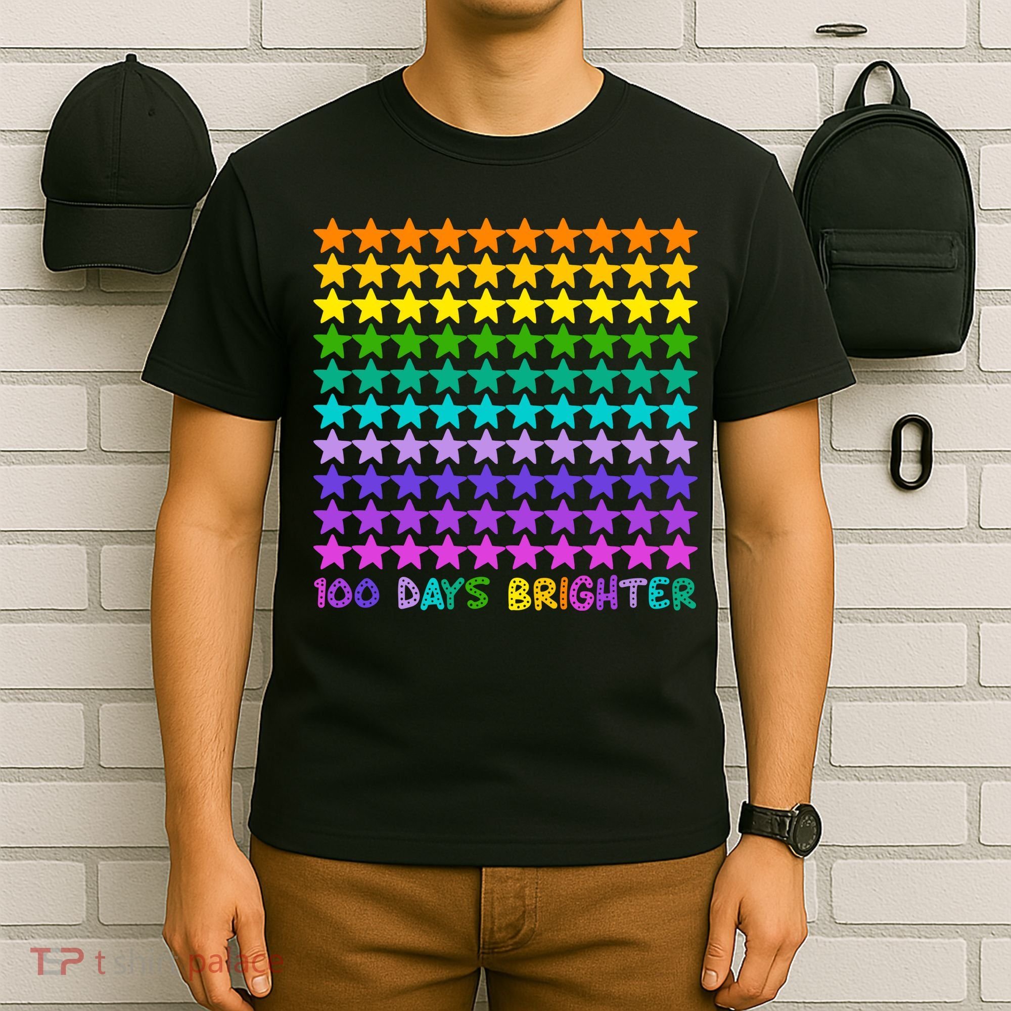 100 Days Of School Brighter Rainbow Star T-Shirt