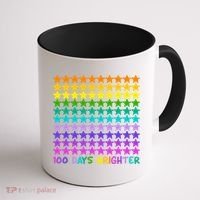 100 Days Of School Brighter Rainbow Star Coffee Mug thumb 1