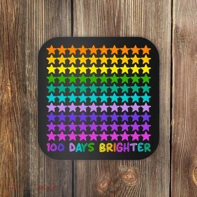 100 Days Of School Brighter Rainbow Star Coaster