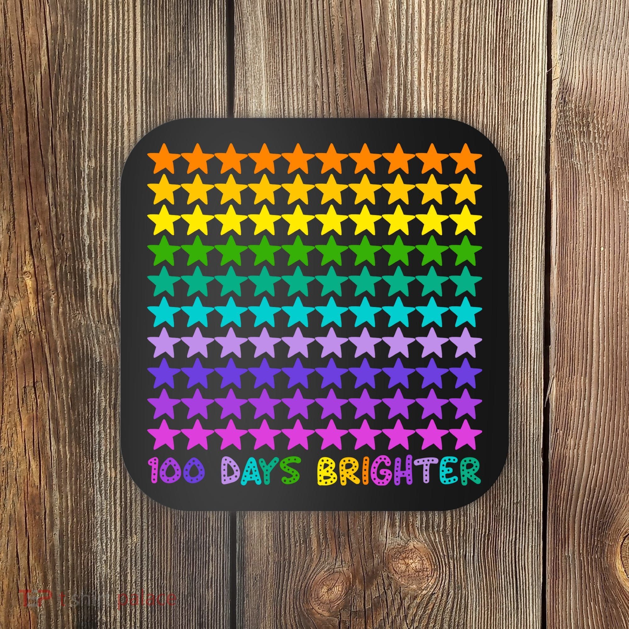100 Days Of School Brighter Rainbow Star Coaster