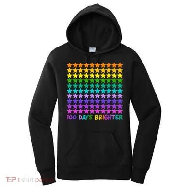 100 Days Of School Brighter Rainbow Star Women's Hoodie