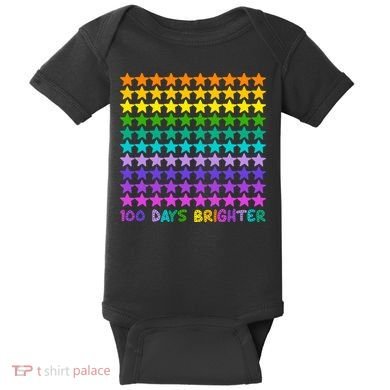 100 Days Of School Brighter Rainbow Star Baby Bodysuit
