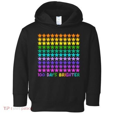 100 Days Of School Brighter Rainbow Star Toddler Hoodie