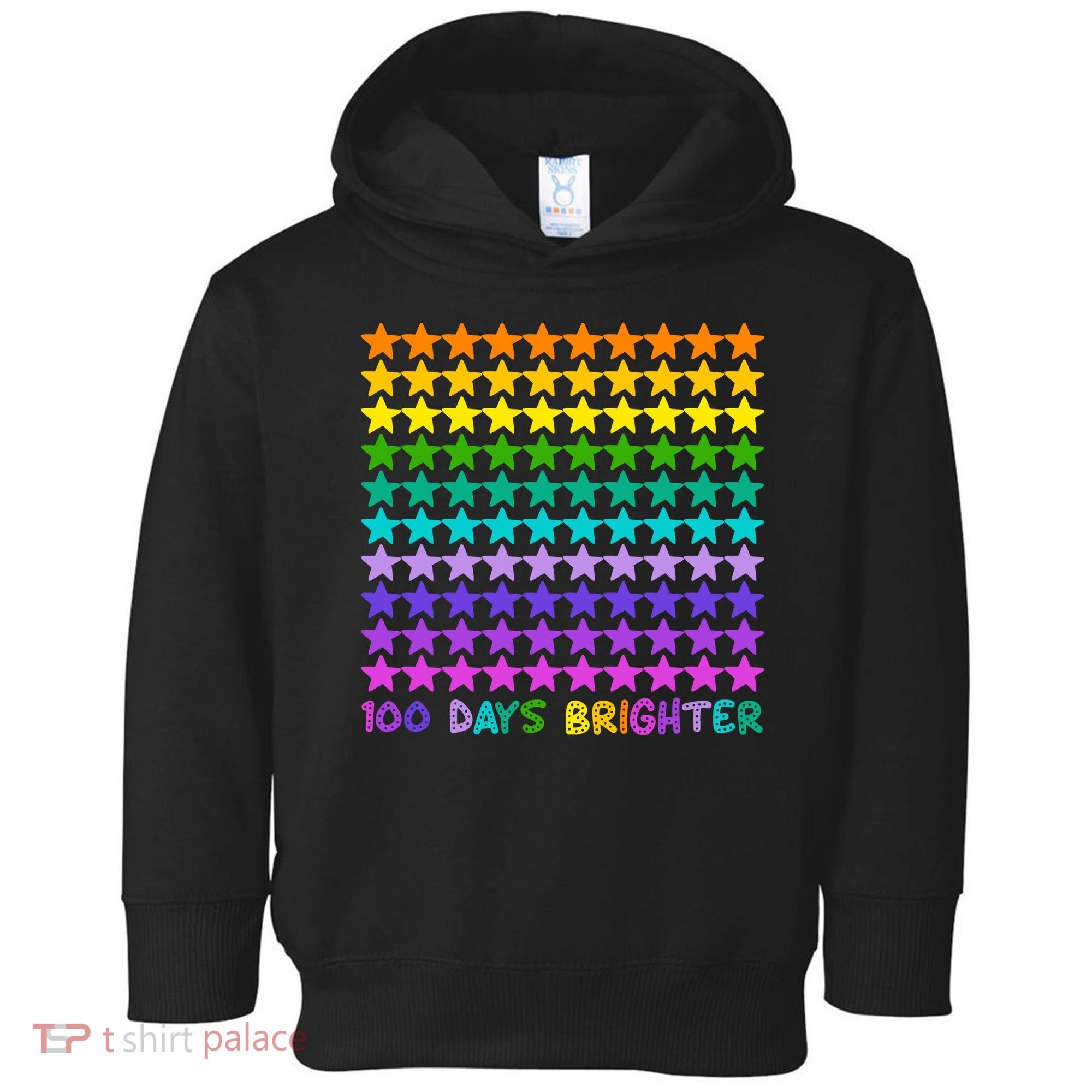 100 Days Of School Brighter Rainbow Star Toddler Hoodie