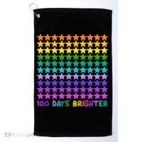 100 Days Of School Brighter Rainbow Star Golf Towel thumb 0