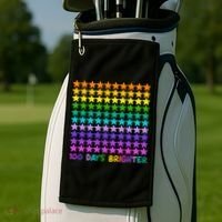 100 Days Of School Brighter Rainbow Star Golf Towel thumb 2