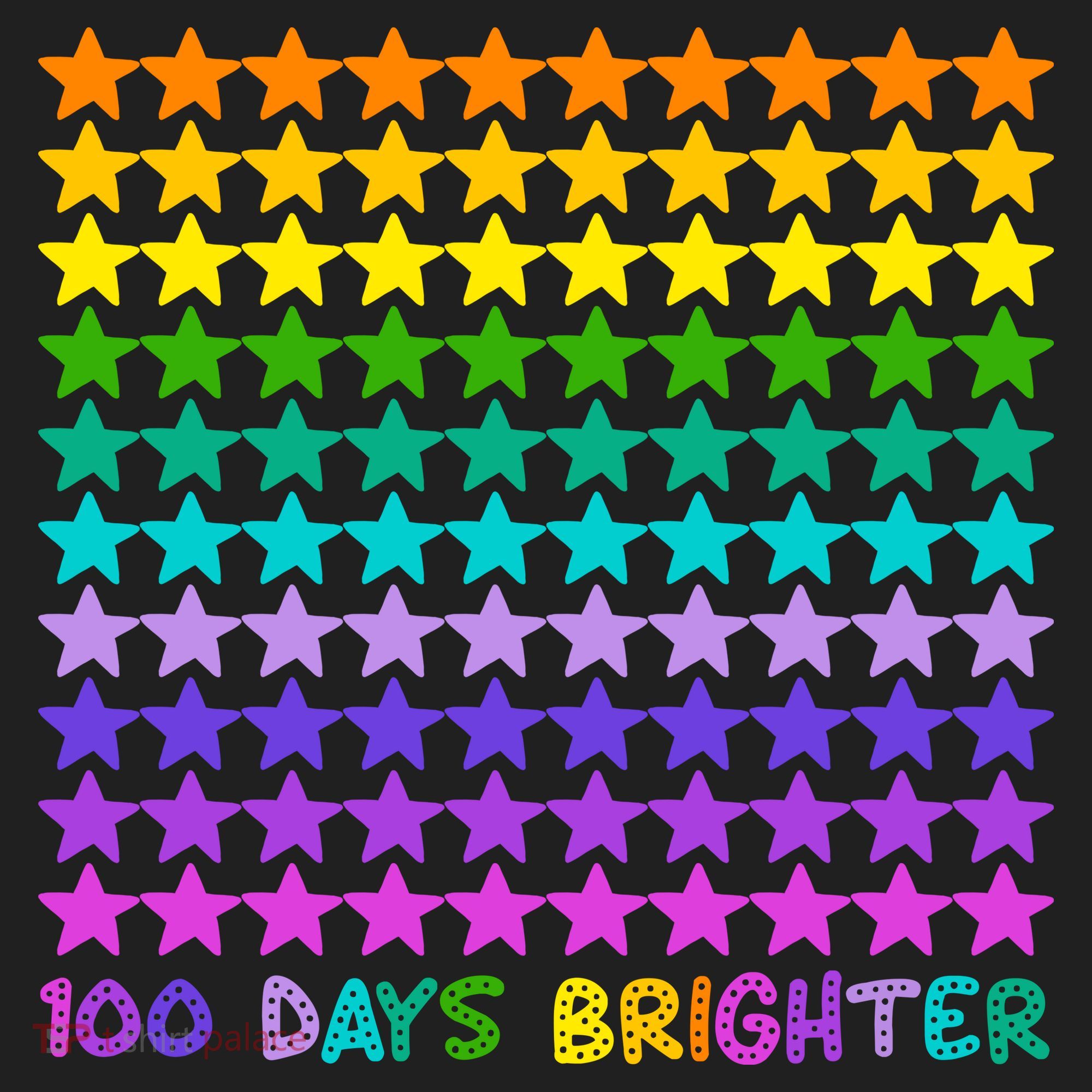 100 Days Of School Brighter Rainbow Star Golf Towel